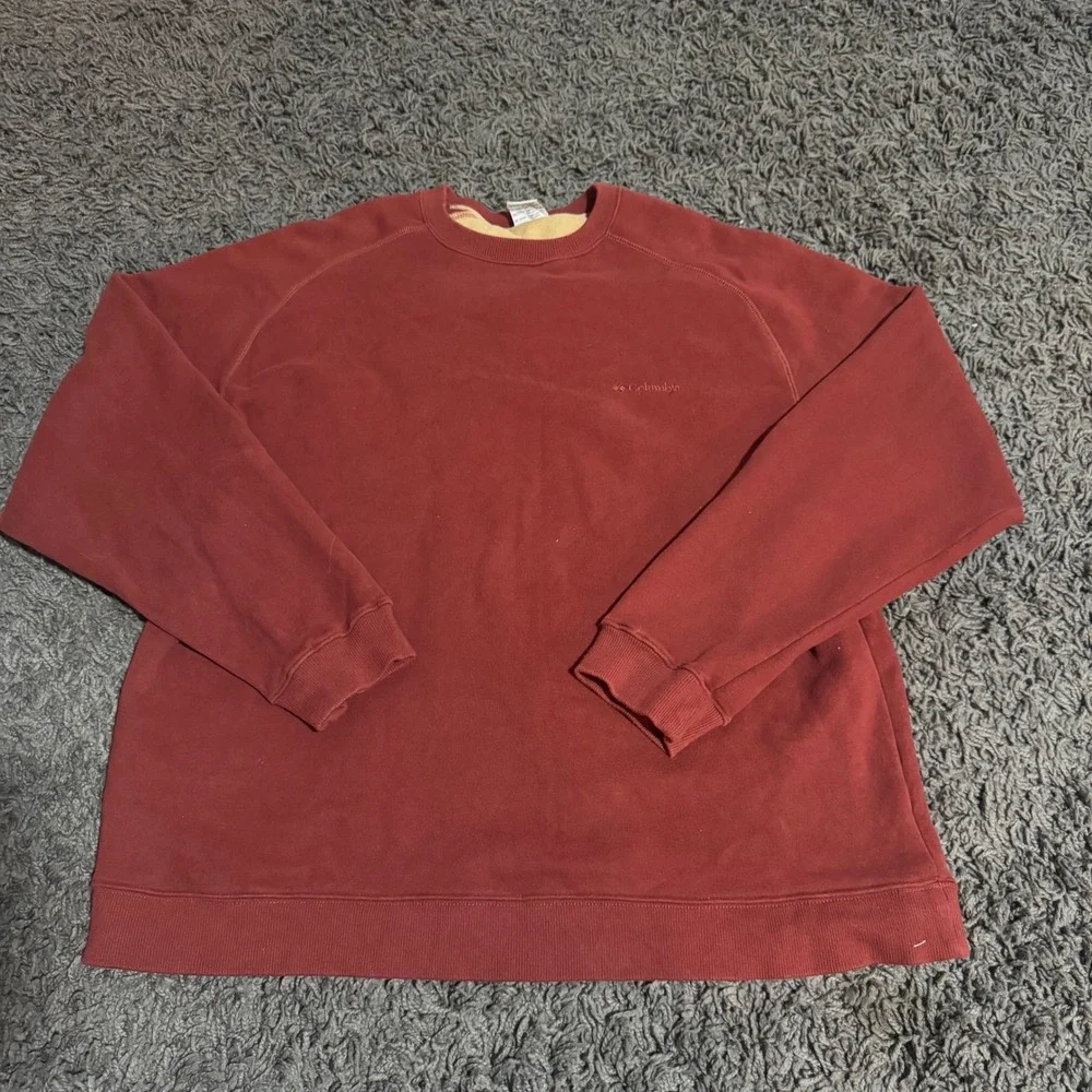 Columbia Mens XXL Burgundy Red Pullover‎ Crewneck Sweatshirt Casual